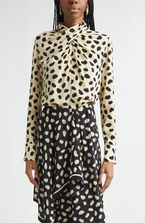 Johanna Ortiz Heavenly Garden Print Silk Top in Ecru /Black at Nordstrom, Size 10