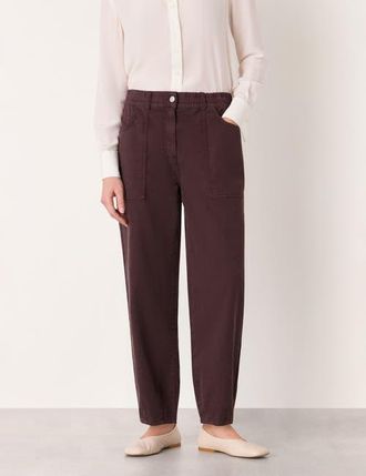 Whistles Tessa Casual Trouser in Brown at Nordstrom, Size 14