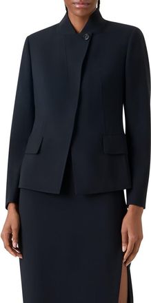 Akris Kay Asymmetric Wool Blend Double Face Jacket in Black at Nordstrom, Size 10