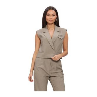 Copenhagen Muse CMTailor Short Waistcoat - Dames - Jassen - Beige - Maat: L Leer