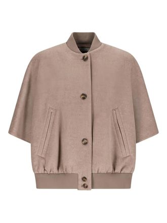 Max Mara Leticia button-fastening short-sleeved jacket - women - Cashmere - M/L - Neutrals
