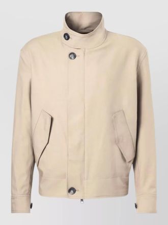 Ami harrington coat button cuffs elasticated hem high collar