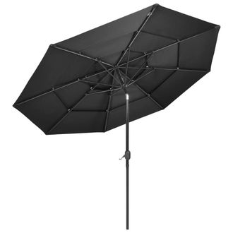 Berkfield Home Harmful 3-Tier Parasol with Aluminium Pole Anthracite 3 m in Black