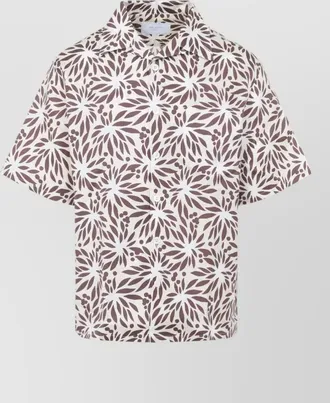 Prada bowling collar cotton silk short sleeve shirt
