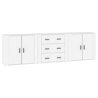 vidaXL Aparadores 3 Piezas Madera Contrachapada Blanco Vidaxl