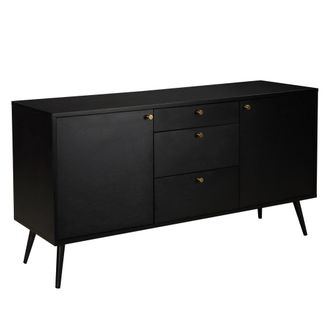 Oviala Aparador de dise&ntilde;o de madera oscura con 2 puertas y 3 cajones negro