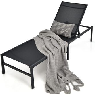 Costway Costway Tumbona Ajustable Para Exterior Con Respaldo De 6 Posiciones/tumbona De Acero Antioxidante Con Tejido De Secado R&aacute;pido Para Piscina, Playa, Pa