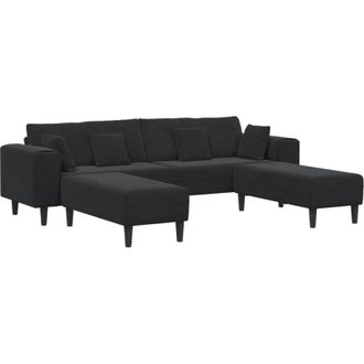 vidaXL Vidaxl - Sof&aacute; De Terciopelo Con Coj&iacute;n 3 Pcs Negro 208 Cm Terciopelo