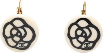 Chanel Resin Camellia Clip-On Drop Earrings