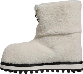 Dolce & Gabbana Plush Logo Padded Mid Calf Boots - Heren - Winterlaarzen - Wit - 44 EU - Schoenen