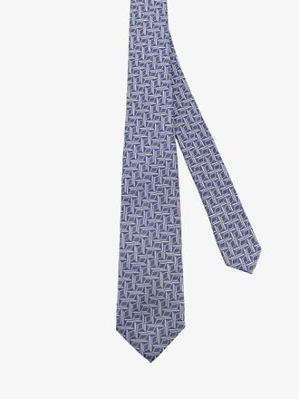 Kiton Geometric Silk Necktie - Blue