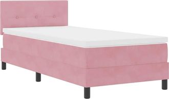vidaXL Cama Tipo Box Spring Con Cabecera Rosa 90 X 190 Cm Terciopelo Vidaxl