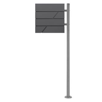 ML Design Ml-design - Ecd Germany Buz&oacute;n De Acero Inoxidable Antracita Exterior Con Soporte Poste Plateado Base Autoportante Casillero Moderno Con Compartimento 