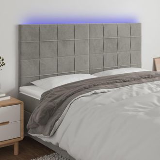 vidaXL Cabecero Con Luces Led Terciopelo Gris Claro 180x5x118/128 Cm Vidaxl