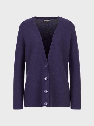Emporio Armani Womens Cardigan in Purple Wool - Size Medium