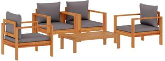 vidaXL Set De Sof&aacute;s De Jard&iacute;n Con Cojines 5 Pzas Madera Maciza Acacia Vidaxl