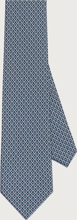 Ferragamo Uomo Cravatta in seta stampa Gancini Blu