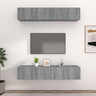 vidaXL Vidaxl - Muebles Tv 4 Uds Madera Contrachapada Gris Sonoma 80x30x30 Cm