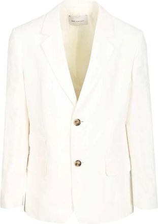 Ami Enkelrijige rechte blazer van gemengd linnen - Heren - Blazers - Wit - M - Linnen - Jassen