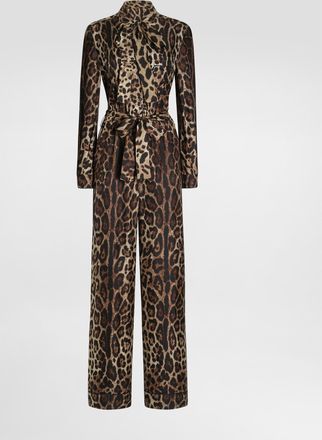 Dolce & Gabbana Leo-print Silk Twill Jumpsuit - Woman Dresses Animal Print 44