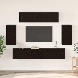 vidaXL Conjunto De Mueble De Tv 6 Pcs Roble Negro Madera Contrachapada