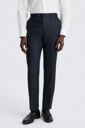 Moss Slim Fit Navy Twill Linen Trouser