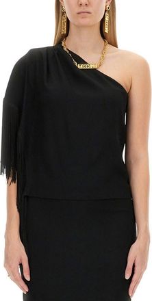 Moschino Black Solid One Shoulder Top