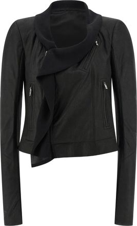 Rick Owens Scarf Biker Cropped Leather Jacket