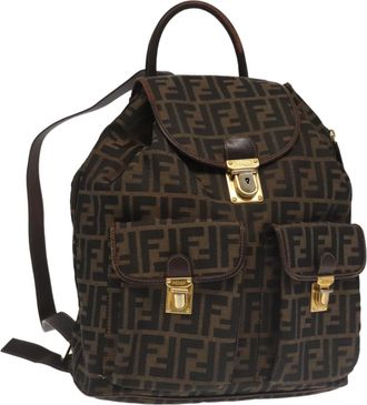 Fendi Zucca Brown Canvas Backpack Bag (Pre-Owned)