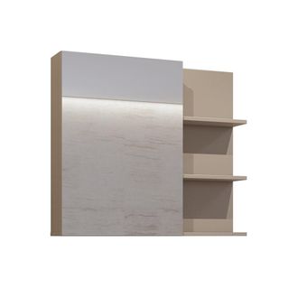 Petits Meubles Armario de pared 1 puerta espejo paneles laminados topo