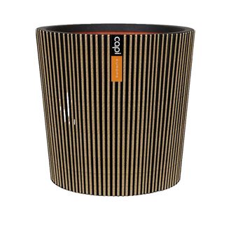 Capi Europe Maceta C&oacute;nica Groove Nl - Pl&aacute;stico - Negro/oro - 36 X 34 Cm - Capi Europe