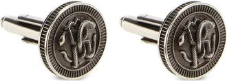 Roberto Cavalli Mirror Snake-embossed cufflinks - Silver