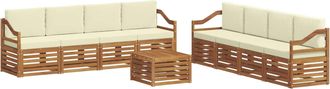 vidaXL Conjunto De Sof&aacute;s De Exterior 9 Uds. Natural Y Crema Vidaxl