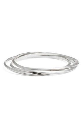 Nordstrom Set of 3 Knife Edge Bangles in Silver at Nordstrom Rack