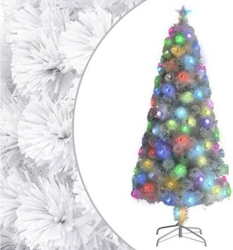 vidaXL &Aacute;rbol De Navidad Artificial Con Luces Fibra &Oacute;ptica Blanco 150cm Vidaxl
