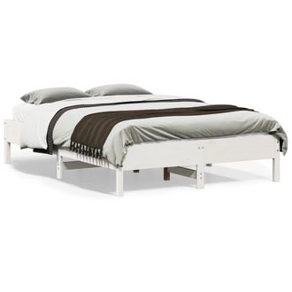 Berkfield Home Bed Frame without Mattress White 135x190 cm Double Solid Wood Pine