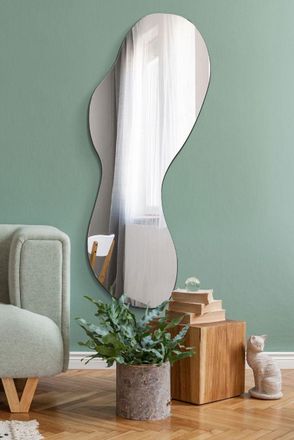 MirrorOutlet The Lacuna - Frameless Pond Wall Mirror 63 X 24 (160CM X 60CM) in Silver | Size: 1 Pack