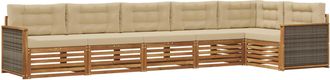 vidaXL Conjunto De Sof&aacute;s De Exterior 6 Uds. Natural Y Beige Vidaxl