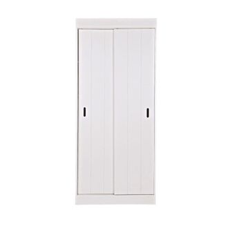 Woood Armario de pino macizo con puerta corredera - Blanco
