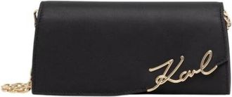 Karl Lagerfeld K/Signature Crossbody Tas - Dames - Schoudertassen - Zwart - ONE Size - Leer - Tassen