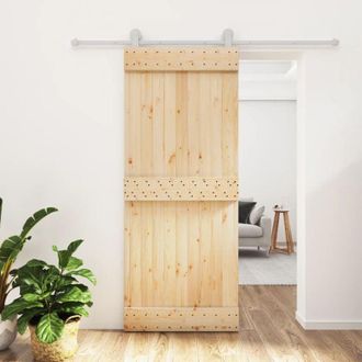 vidaXL Vidaxl - Puerta Corredera Con Herrajes Madera Maciza De Pino 85x210 Cm