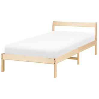 Beliani Cama Con Somier Estilo Minimalista De Madera De Pino 90 X 200 Cm Marr&oacute;n Claro Madone