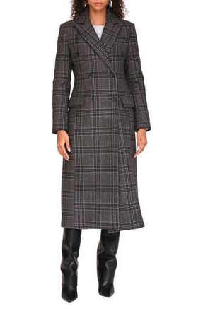 Avec Les Filles Plaid Double Breasted Coat in Gray Multi at Nordstrom Rack, Size Large
