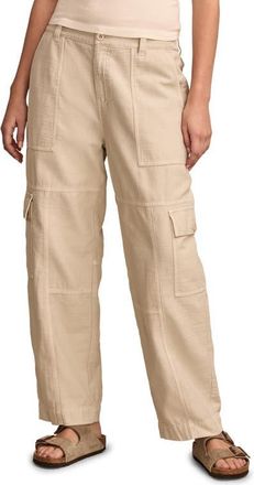 Lucky Brand Straight Leg Slub Cargo Pants in Tofu at Nordstrom, Size X-Small