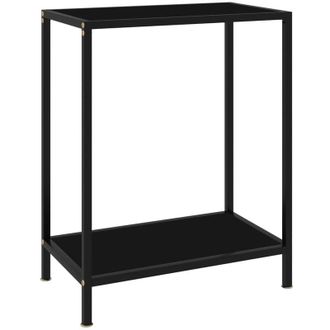 vidaXL Console Table Black 60x35x75 cm Tempered Glass Vidaxl