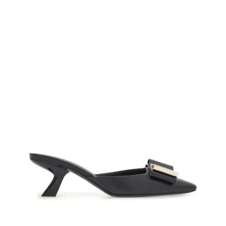 Ferragamo Lycia 55 Pumps - Dames - Muiltjes - Zwart - 41 EU - Leer - Schoenen