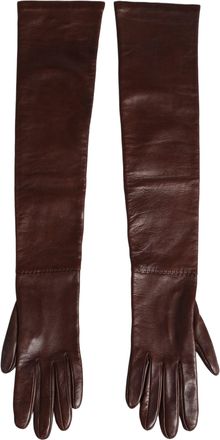 Dolce & Gabbana Genuine Leather Long Elbow Length Gloves - Brown