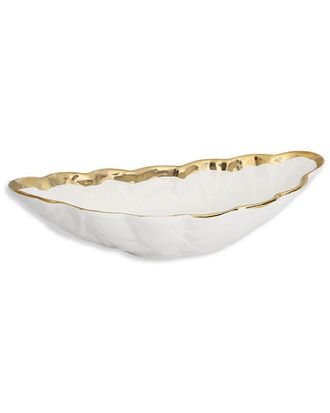 Alice Pazkus 16.75Inl Porcelain Leaf Shaped Bowl With Border