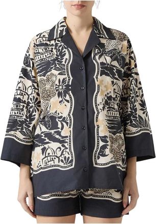 Ermanno Scervino Camicia Cotone Fantasia Esotica - Dames - Overhemden - Veelkleurig - M - Katoen - Overhemden