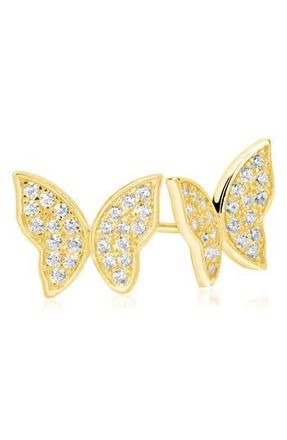 Suzy Levian Sterling Silver CZ Butterfly Stud Earrings in Gold at Nordstrom Rack